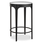 Casa Bella Living Matte Black Mirrored Top Iron Accent Table