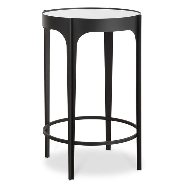 Casa Bella Living Matte Black Mirrored Top Iron Accent Table