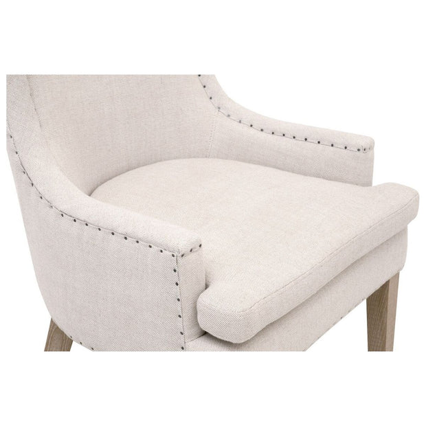 Essentials For Living Henning Accent Chair~ Performance Bisque French Linen, Natural Gray Ash