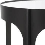 Casa Bella Living Matte Black Mirrored Top Iron Accent Table