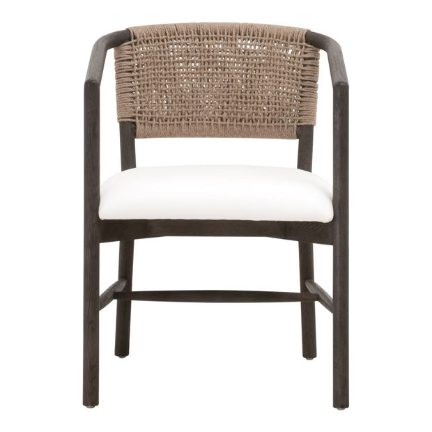 Essentials For Living Juxaposition Accent Chair~ LiveSmart Peyton-Pearl, Matte Brown Oak, Jute Twine