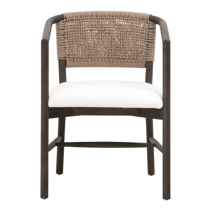 Essentials For Living Juxaposition Accent Chair~ LiveSmart Peyton-Pearl, Matte Brown Oak, Jute Twine