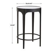 Casa Bella Living Matte Black Mirrored Top Iron Accent Table