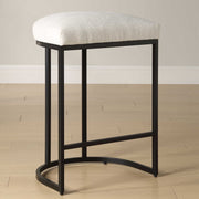 Casa Bella Living Matte Black Finish With Light Cream Fabric High Counter Stool