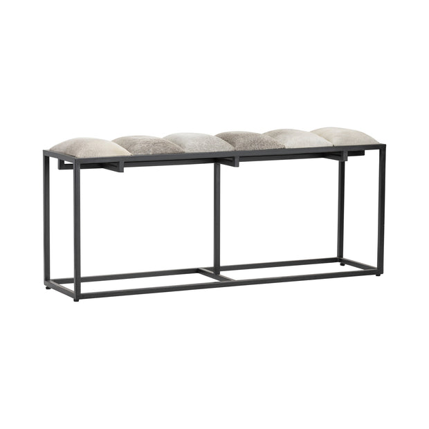 Crestview Collection Hampton Cowhide and Black Metal Bench
