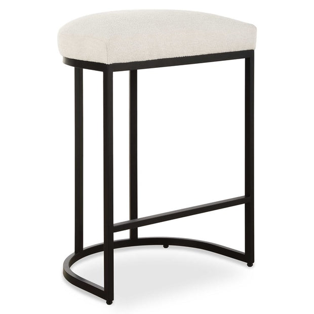Casa Bella Living Matte Black Finish With Light Cream Fabric High Counter Stool