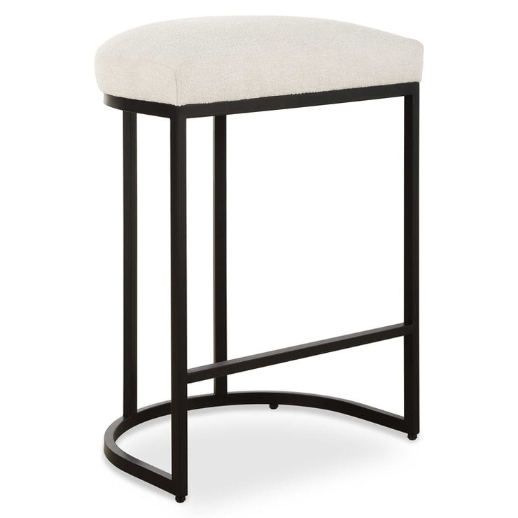 Casa Bella Living Matte Black Finish With Light Cream Fabric High Counter Stool