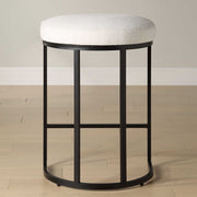 Casa Bella Living Matte Black Finish With Light Cream Fabric High Counter Stool
