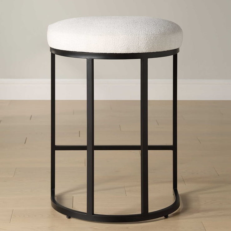Casa Bella Living Matte Black Finish With Light Cream Fabric High Counter Stool