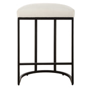 Casa Bella Living Matte Black Finish With Light Cream Fabric High Counter Stool