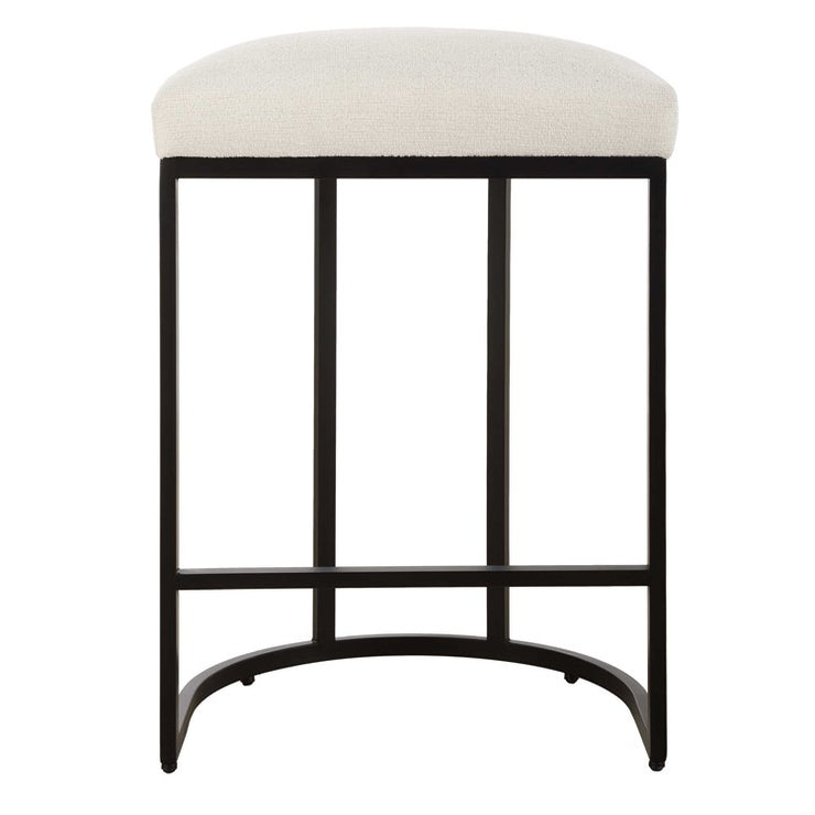 Casa Bella Living Matte Black Finish With Light Cream Fabric High Counter Stool