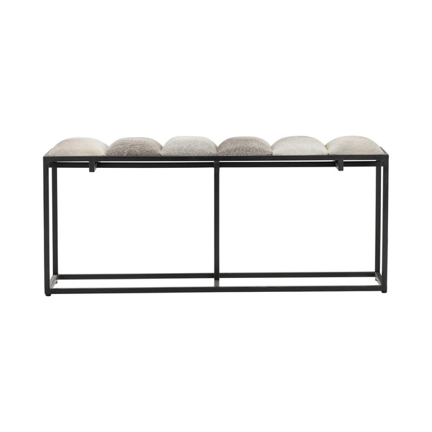 Crestview Collection Hampton Cowhide and Black Metal Bench