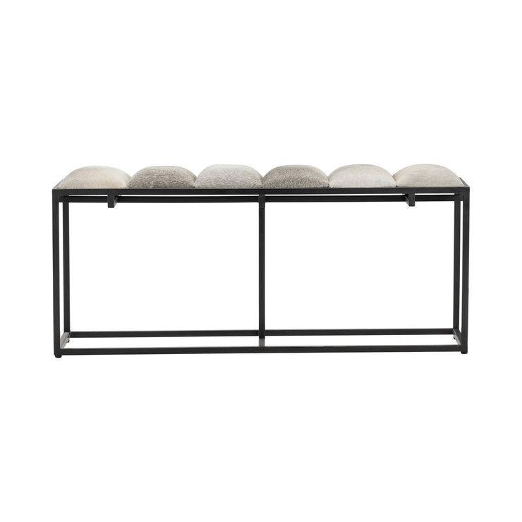 Crestview Collection Hampton Cowhide and Black Metal Bench