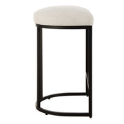 Casa Bella Living Matte Black Finish With Light Cream Fabric High Counter Stool