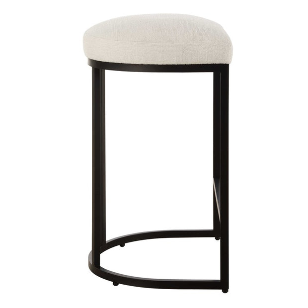 Casa Bella Living Matte Black Finish With Light Cream Fabric High Counter Stool