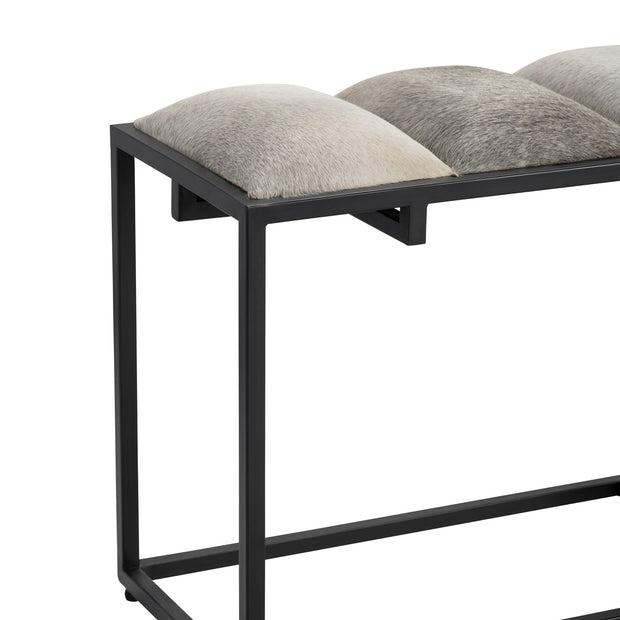 Crestview Collection Hampton Cowhide and Black Metal Bench