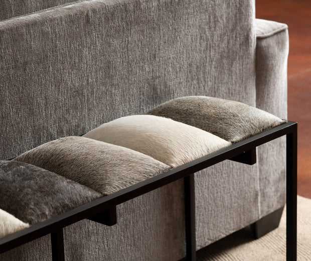 Crestview Collection Hampton Cowhide and Black Metal Bench