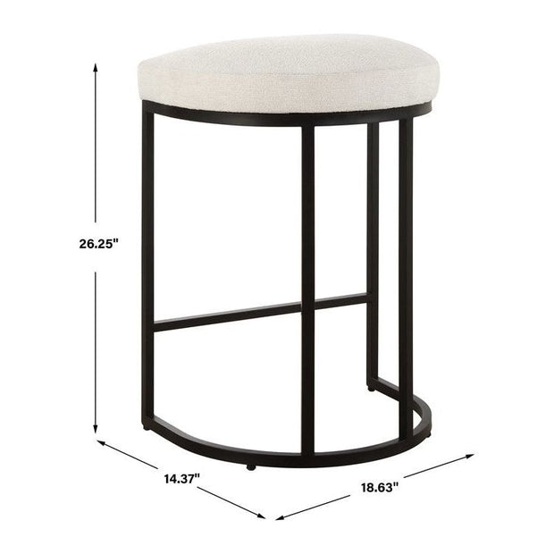 Casa Bella Living Matte Black Finish With Light Cream Fabric High Counter Stool