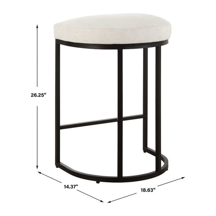 Casa Bella Living Matte Black Finish With Light Cream Fabric High Counter Stool