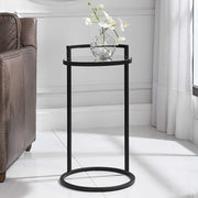 Casa Bella Living Iron Matte Black Mirrored Top Accent Table