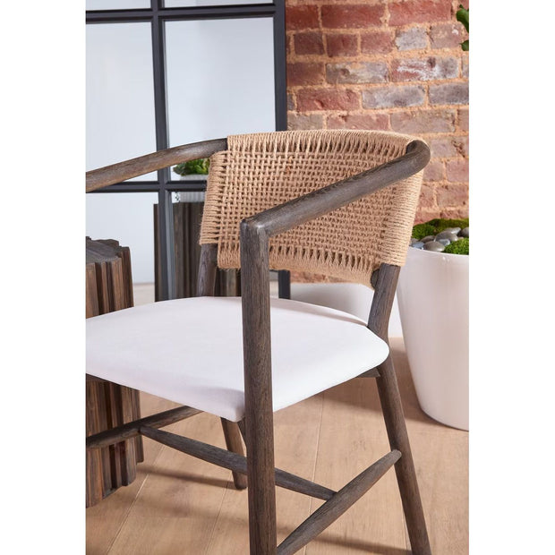 Essentials For Living Juxaposition Accent Chair~ LiveSmart Peyton-Pearl, Matte Brown Oak, Jute Twine