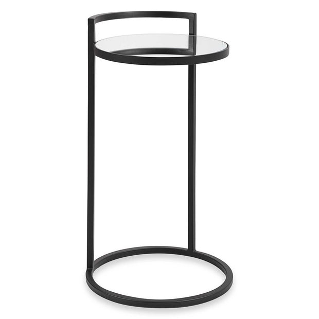 Casa Bella Living Iron Matte Black Mirrored Top Accent Table