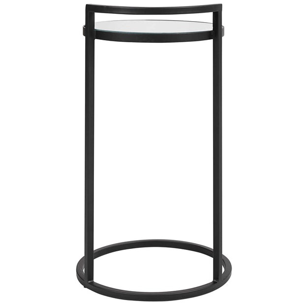 Casa Bella Living Iron Matte Black Mirrored Top Accent Table