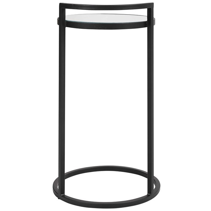 Casa Bella Living Iron Matte Black Mirrored Top Accent Table