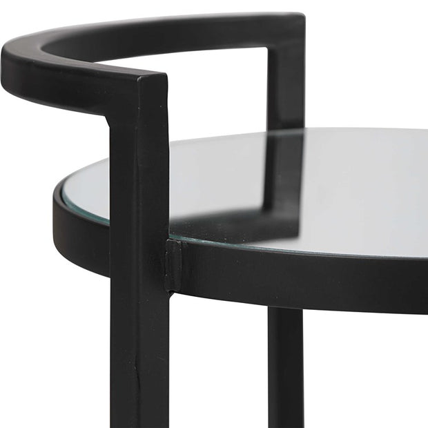 Casa Bella Living Iron Matte Black Mirrored Top Accent Table