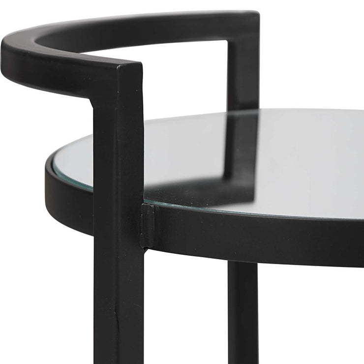 Casa Bella Living Iron Matte Black Mirrored Top Accent Table