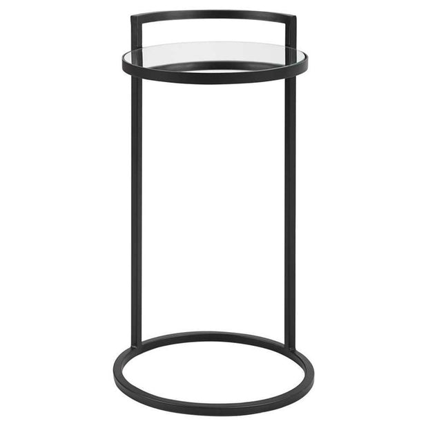 Casa Bella Living Iron Matte Black Mirrored Top Accent Table