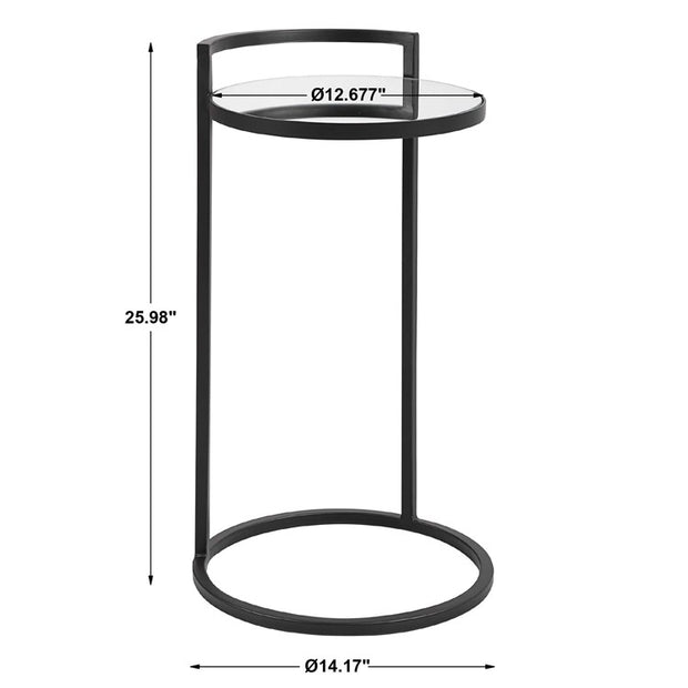 Casa Bella Living Iron Matte Black Mirrored Top Accent Table