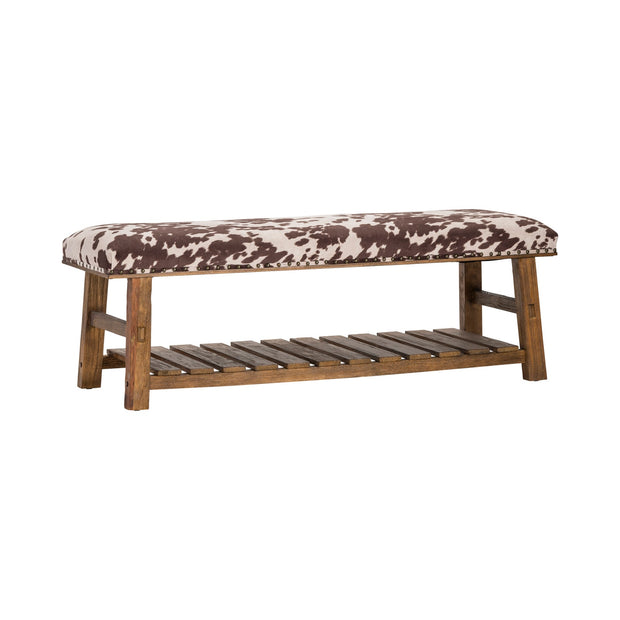 Crestview Collection Mesquite Ranch Faux Cowhide  Bench