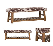 Crestview Collection Mesquite Ranch Faux Cowhide  Bench