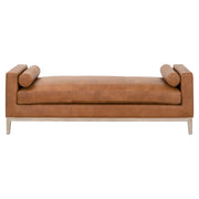 Essentials For Living Keaton Daybed ~ Whiskey Brown Top Grain Leather, Natural Gray Oak