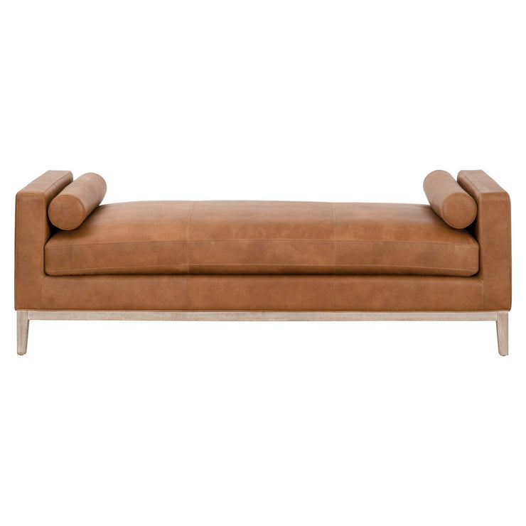 Essentials For Living Keaton Daybed ~ Whiskey Brown Top Grain Leather, Natural Gray Oak