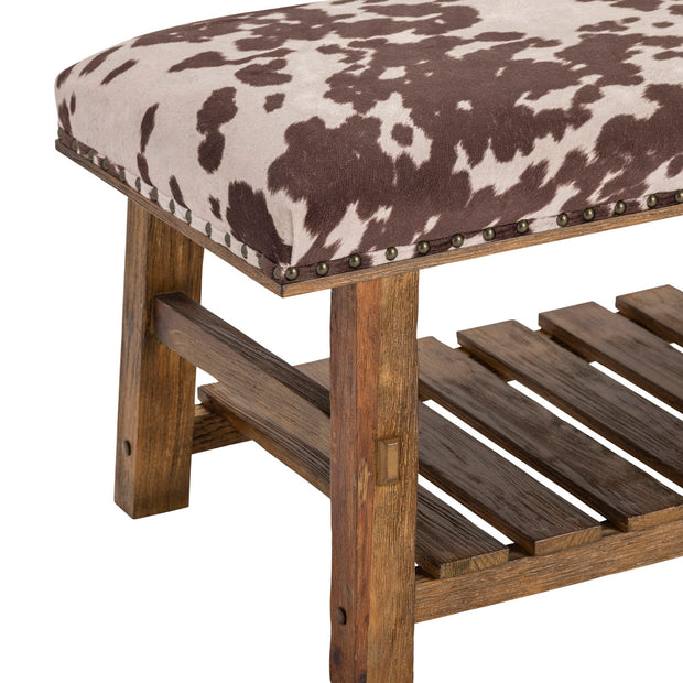 Crestview Collection Mesquite Ranch Faux Cowhide  Bench