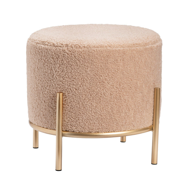 Crestview Collection Zanella Round Cream Sherpa Foot Stool Ottoman