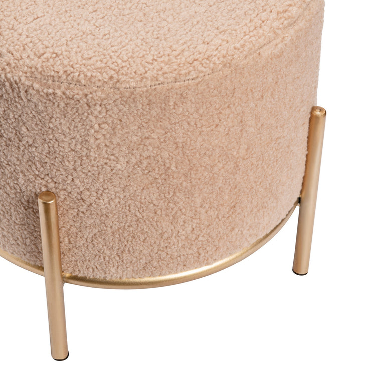 Crestview Collection Zanella Round Cream Sherpa Foot Stool Ottoman