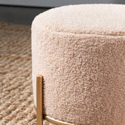 Crestview Collection Zanella Round Cream Sherpa Foot Stool Ottoman