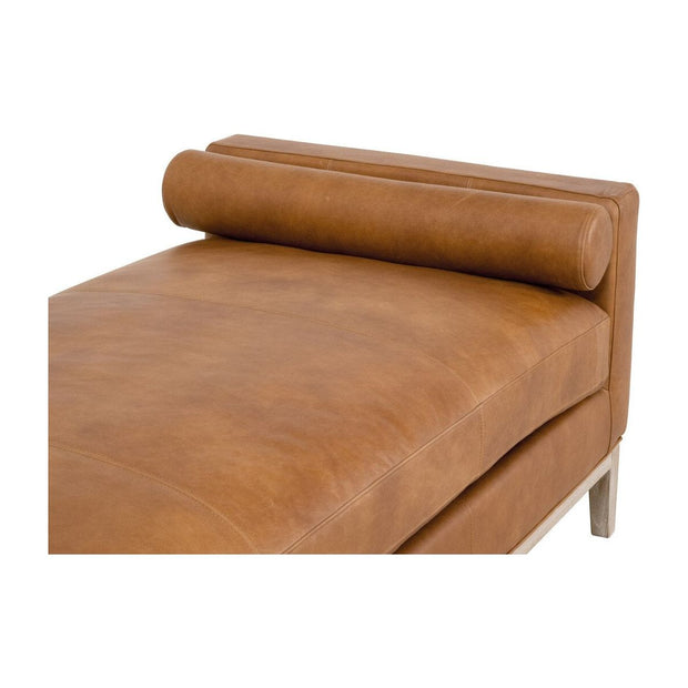 Essentials For Living Keaton Daybed ~ Whiskey Brown Top Grain Leather, Natural Gray Oak