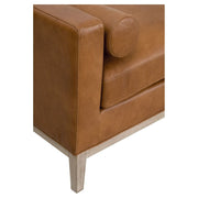 Essentials For Living Keaton Daybed ~ Whiskey Brown Top Grain Leather, Natural Gray Oak
