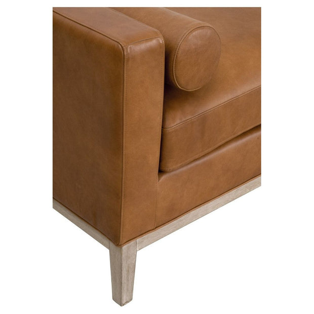 Essentials For Living Keaton Daybed ~ Whiskey Brown Top Grain Leather, Natural Gray Oak