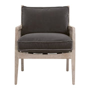 Essentials For Living Leone Club Chair~ Dark Dove Velvet, Natural Gray Oak, Cane