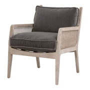 Essentials For Living Leone Club Chair~ Dark Dove Velvet, Natural Gray Oak, Cane