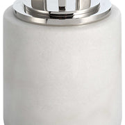 Casa Bella Living Tempered Glass Top Thick White Marble Base Accent Table