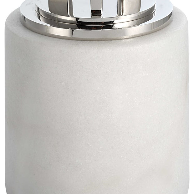 Casa Bella Living Tempered Glass Top Thick White Marble Base Accent Table