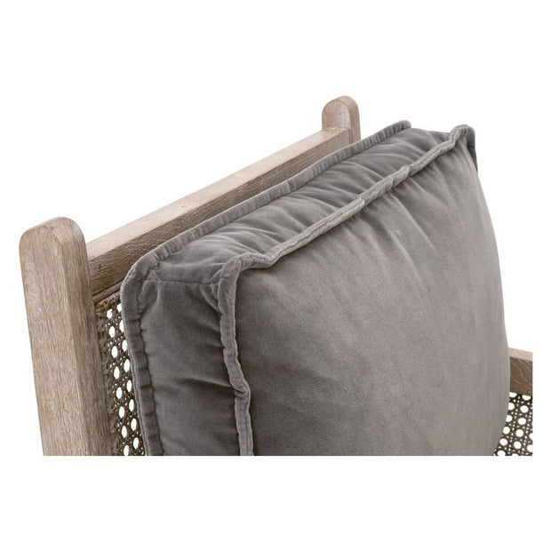 Essentials For Living Leone Club Chair~ Dark Dove Velvet, Natural Gray Oak, Cane