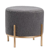 Crestview Collection Zanella Round Grey Sherpa Foot Stool Ottoman