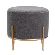 Crestview Collection Zanella Round Grey Sherpa Foot Stool Ottoman